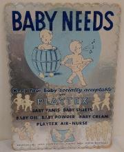 Vintage 1948 Playtex Baby Needs Store Advertising Poster Sign 25x34 Standup Cardboard Original