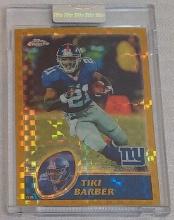 2003 Topps Chrome NFL Card XFractor 61/101 Gold Uncirculated Tiki Barber Giants Refractor Insert