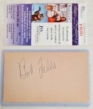 Bob Feller Autographed Signed Index Card Indians MLB Baseball HOF JSA COA Vintage