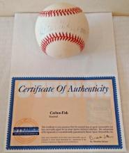Carlton Fisk Autographed Signed ROMLB Baseball MLB Steiner COA Red White Sox HOF Catcher