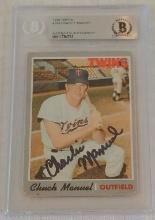 Vintage Autographed Signed BAS Slabbed Rookie Card RC 1970 Topps Baseball Charlie Manuel Phillies