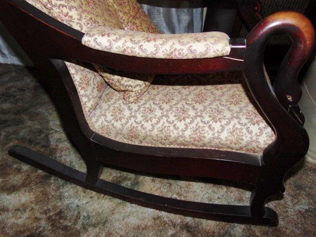 Antique Solid Mahogany Duncan Phyfe Style Goose Neck Rocking Chair