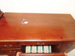 Vtg Mid Century Solid Cherry Wood Desk W/ Chair