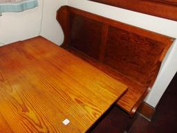 Vtg Knotted Pine Country Table & 2 Bench Seats