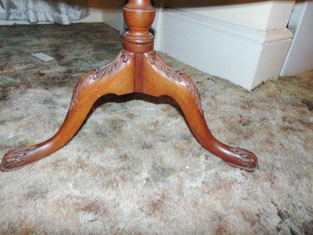 Vtg Solid Cherry Wood 2 Tier Side Table W/ Claw Feet