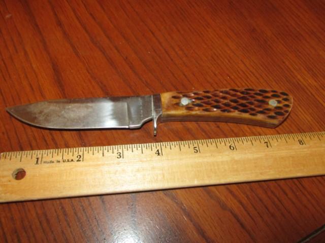 Sarge Fixed Blade Hunting Knife W/ Bone Handles