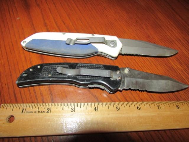 2 Larger Folding Knives Both W/ Belt Clips