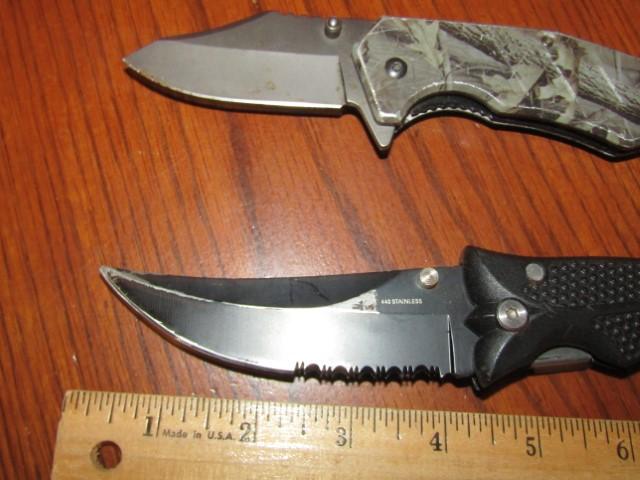 2 Folding Tactical Knives W/ Belt Clips