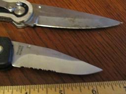 2 Folding Pocket Knives W/ Belt Clips