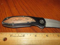Vtg Frost Cutlery Folding Pocket Knife W/ Wood Inlay Handles