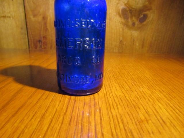 Antique Bromo Seltzer Emerson Drug Co. Cobalt Blue Bottle