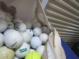 A Tote Bag Full Of New And Used Golf Balls