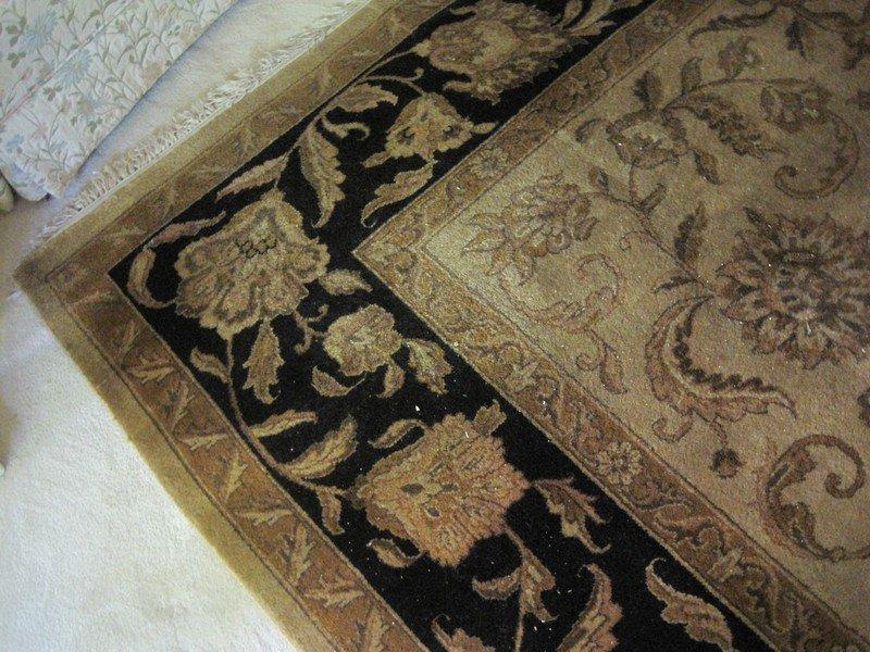 Capel 100% Wool Pile Traditional Persian Design Area Rug Black/Brown Color w/ Fringe