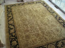 Capel 100% Wool Pile Traditional Persian Design Area Rug Black/Brown Color w/ Fringe