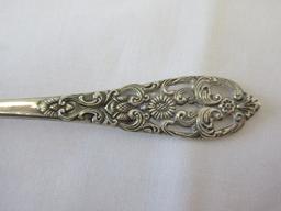6 Sterling N.M. Demitasse Spoons w/ Ornate Pierced Scrollwork & Floral Handles