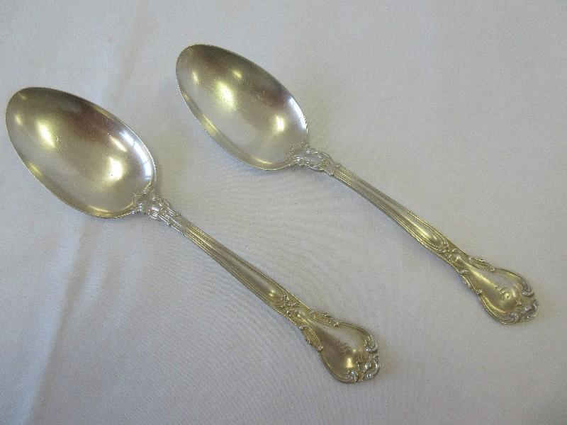 2 Gorham Sterling Chantilly 1895 Pattern Table/Serving Spoons w/ Monogram "S"