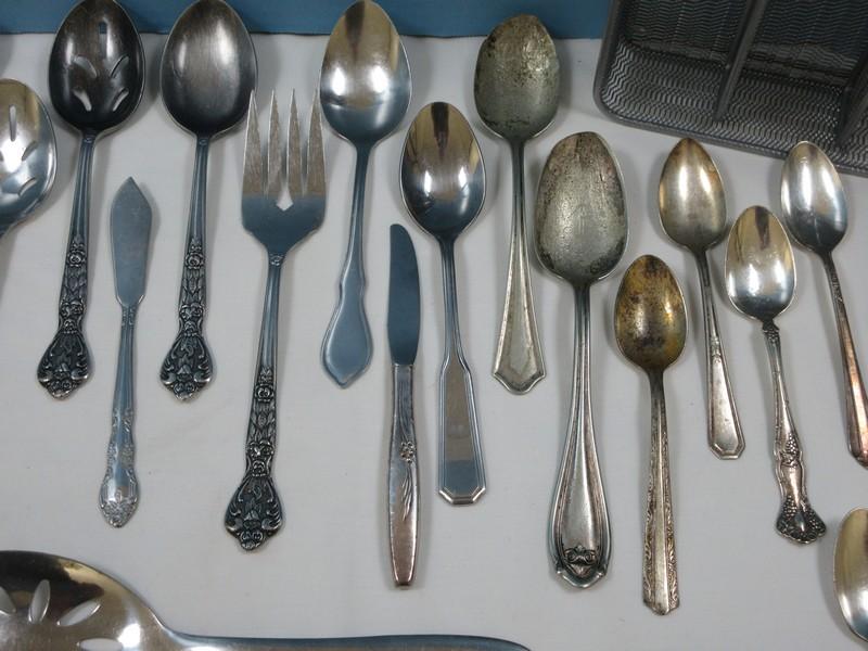 Lot Misc. Silverplate/Stainless flatware & Serving Pieces Versailles Pattern By MSI, John Marshall