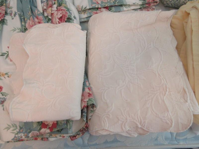 Twin Size Bedding Floral Stripe Pillow Sham Matching Dust Skirt Home Collection Coverlet w/