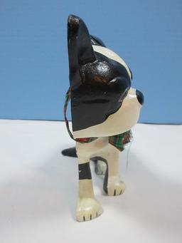 Cast Iron Black & White Boston Terrier 7" Figural Door Stop