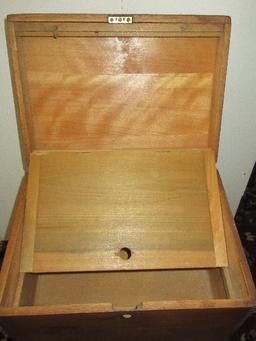2pc Early Mahogany Dovetail Diminutive Sugar Chest w/Hinged Storage Lid on Stand