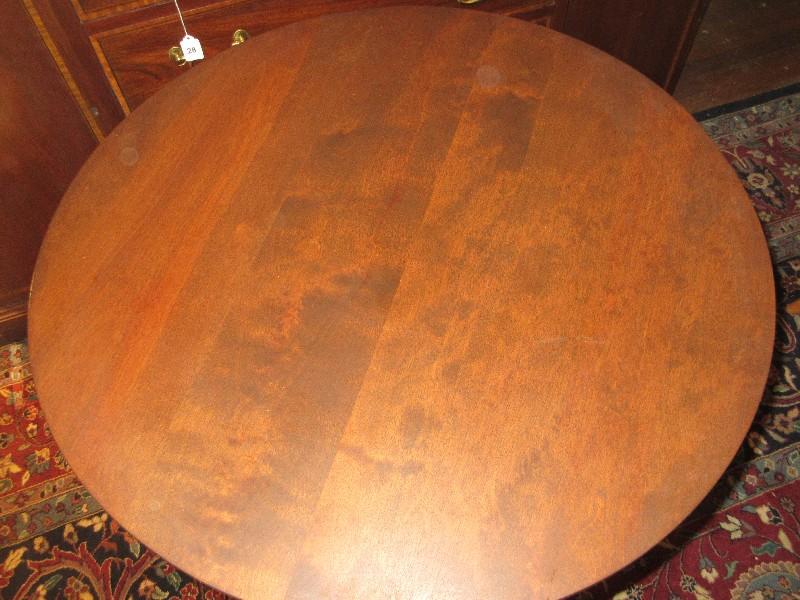 Mahogany Empire Style Pedestal Center Table/Round Parlor Table- 29 1/4"H x 28"