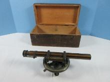 Antique Land Surveyor's Surveying Transit Level Instrument w/Original Dovetail Wooden Box
