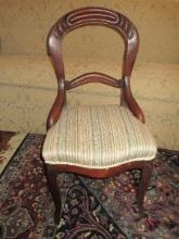 Traditional Carved balloon Back Chair w/Upholstered Seat French Inspired Design