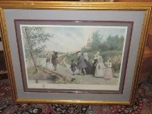 Titled "Sunday Morning In Sleepy Hollow" Washington Irving Attributed To Jennie Brownscombe