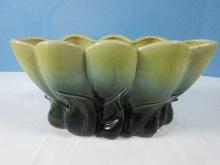 Beautiful Hull Pottery 118 USA Mid Century Tulip & Leaf Planter- 5 1/4"H x 10 1/4" x 4 1/2"