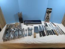 Lot Misc Stainless Flatware in Drawer Tray Towle 18/8 Germany & Other, Cutlery Knives