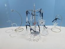 Swarovski Crystal 13 Annual Snowflake Ornaments w/Christmas Tree Display Metal Stand &