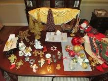 Large Christmas Collection Blown Glass Christopher Radko & Other Ornaments, Tree Skirt,