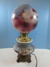 Extraordinary Replica Victorian Era Gone w/The Wind 22" Hurricane Parlor Lamp Morning Glory