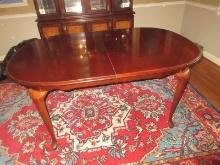 American Drew Furniture Cherry Queen Anne Style Dining Table w/2 Leaves- Top 65" x 43 1/4"
