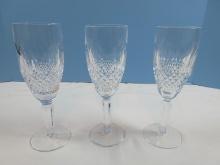 Set of 3 Waterford Crystal Colleen Pattern 7 3/8" Fluted Champagne Faceted Tall Stem-Ret. $389