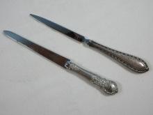 Waterford Sterling Silver Handle Letter Opener & Web Pewter Letter Opener Both Stainless Blade