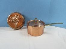 Paul Revere Copper Saucepan & Lid Brass Handles 3 3/4"H/6 1/2"D Copper Gelatin Molded