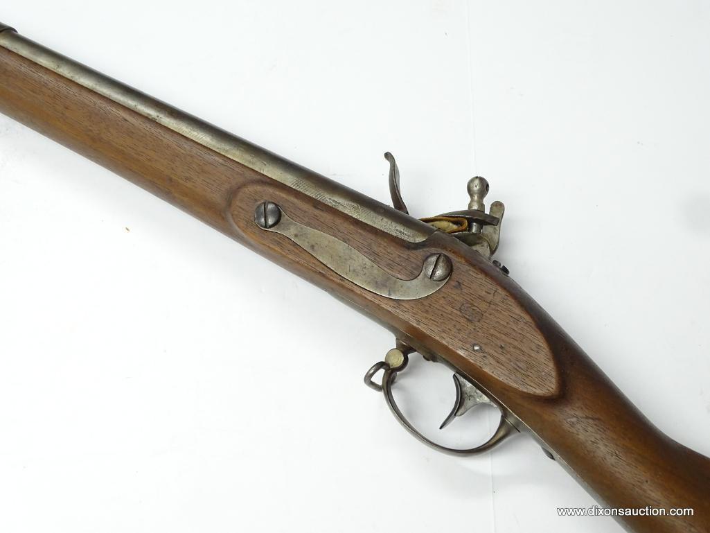 (SC) FLINTLOCK RIFLE WITH RAMROD. 57" LONG. MARKED: U.S. AND D. NIPPES PHILA. MARKED ON THE LEFT