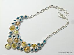 18''-19'' .925 STERLING SILVER STAMPED AMAZING DESIGNER LONDON BLUE FACETED QUARTZ WITH BEAUTIFUL