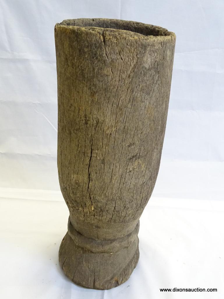MORTAR, CARVED HARD WOOD, APPROXIMATELY 19.5? MID 20TH CENTURY, ESTIMATED VALUE $30.00-$100.00