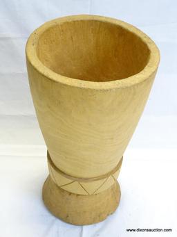 MORTAR, CARVED HARD WOOD, APPROXIMATELY 21.5? H MID 20TH CENTURY, ESTIMATED VALUE, $50.00-$250.00