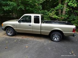 2001 FORD PICKUP; 2001 FORD RANGER XLT EXTENDED CAB PICKUP WITH 73,016, TAN WITH BEIGE UPHOLSTERY IN