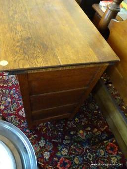 (LR) OAK WASH STAND; OAK WASH STAND WITH 2 TOP DRAWERS WITH METAL BAT WING PULLS, HAS 2 LOWER