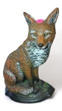 (FOY) CAST IRON DOOR STOP, DEPICTS A RED FOX SITTING, 11 3/8"H 8 1/2"L