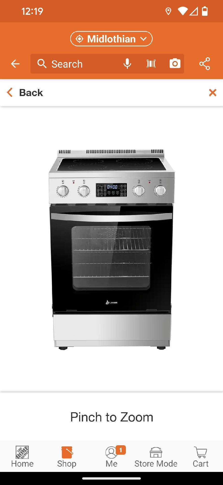 LANBO 24 in. 4 Element Freestanding Single Oven Electric Range in Stainless Steel with Air Fry,