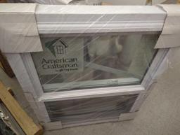 American Craftsman Window Approximately Size is Custom 29 3/4 in x 35 1/4 in, White Vinyl Window