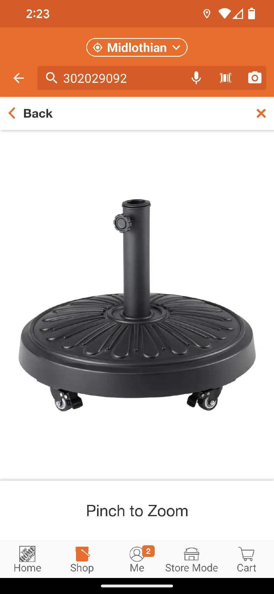 StyleWell 50 lbs. Concrete and Resin Patio Umbrella Base in Black, Appears to be New in Factory