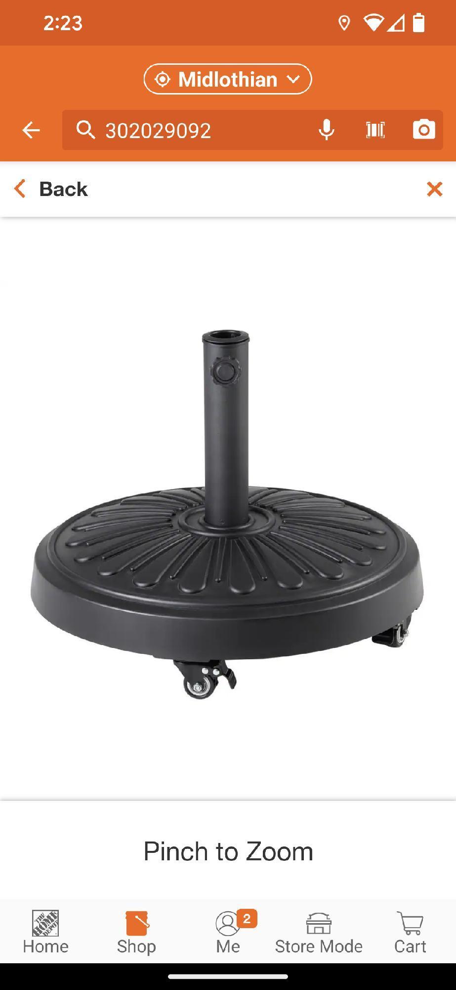 StyleWell 50 lbs. Concrete and Resin Patio Umbrella Base in Black, Appears to be New in Factory