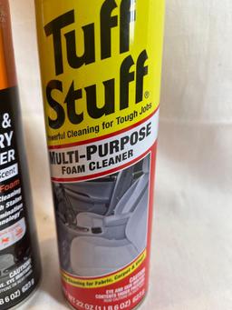 Tuff Stuff multi purpose foam cleaner and ArmorAll carpet and upholstery cleaner.