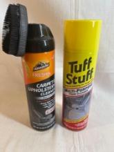 Tuff Stuff multi purpose foam cleaner and ArmorAll carpet and upholstery cleaner.